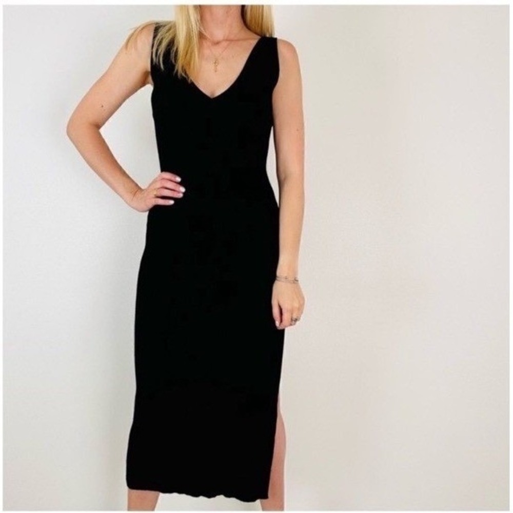 House Of Harlow 1960 Black Bodycon‎ Midi Dress XS Stunning Classic Vacation